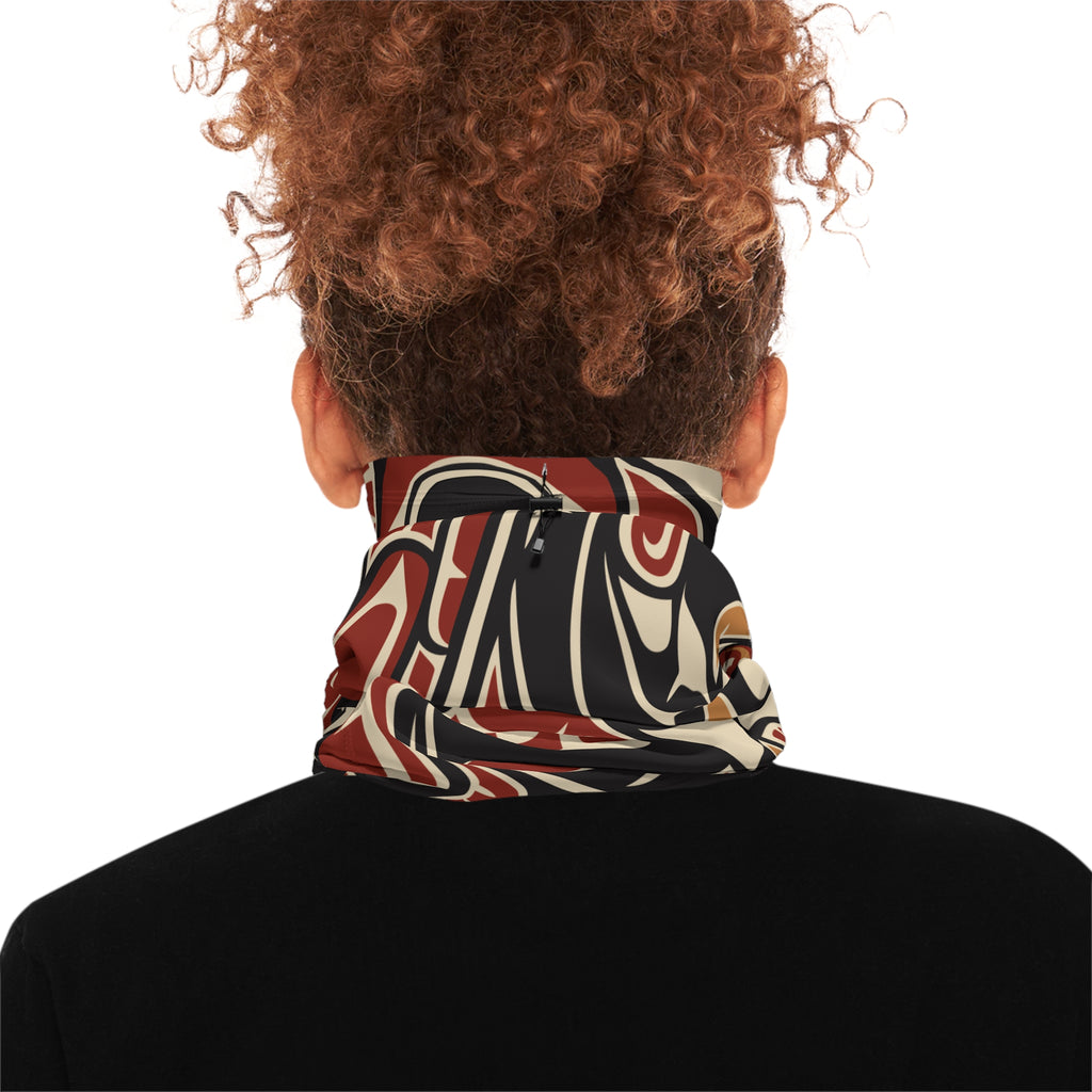 Neck Gaiter, Headband with Drawstring - Classic Tribal Raven Print - Northern Spiritlines™
