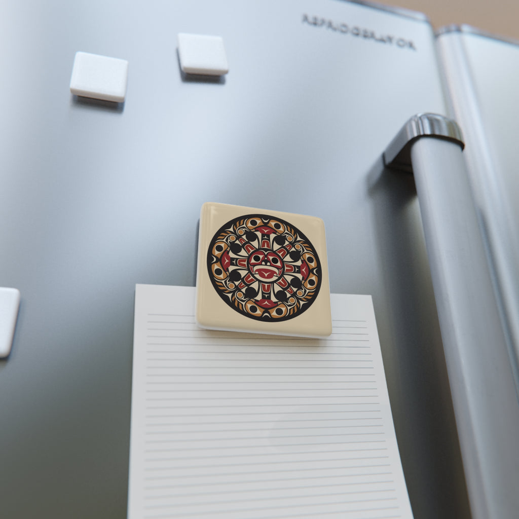 Porcelain Square Magnet - Classic Tribal Sun - Northern Spiritlines™