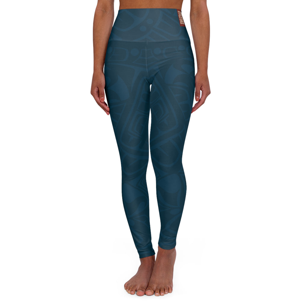 High Waisted Legging, Yoga Pant - Classic Tribal Print in Aurora Blue - Northern Spiritlines™