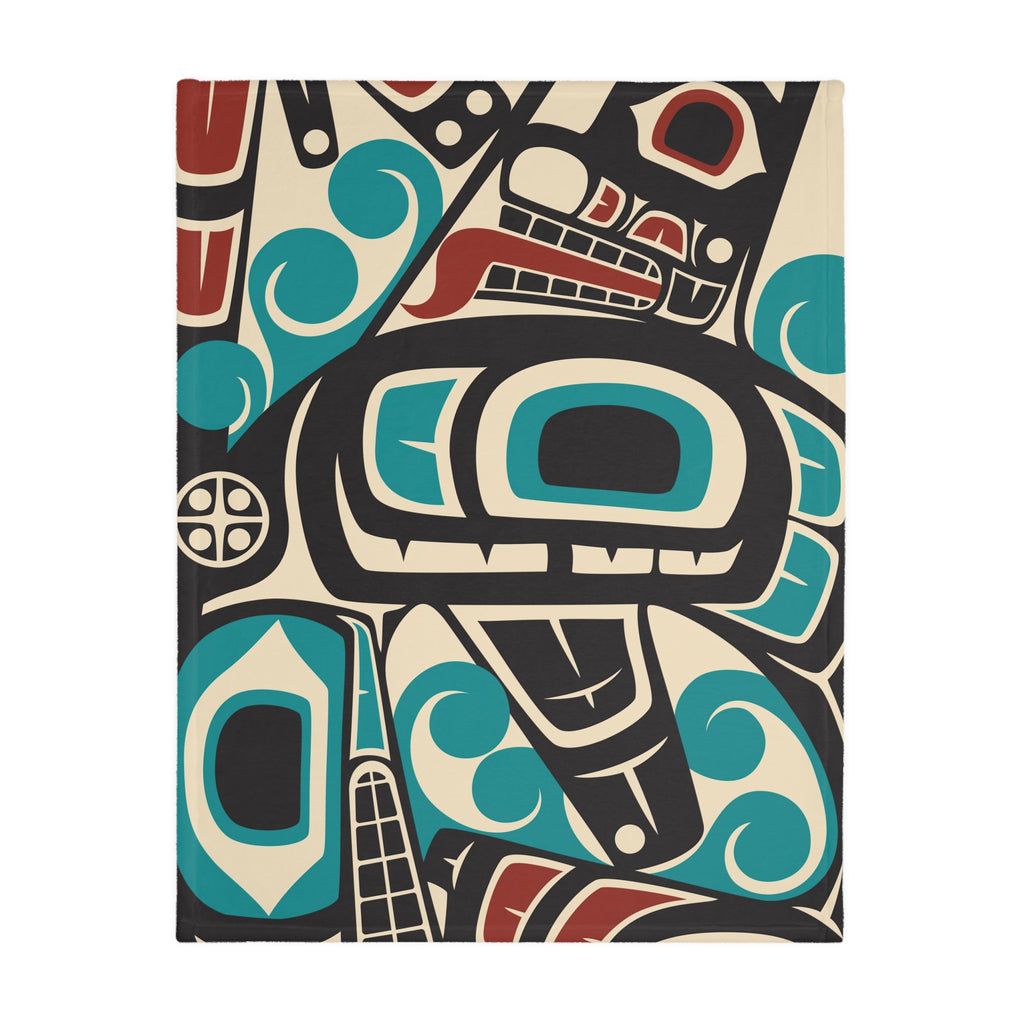 Reversible Plush Blanket - Classic Tribal Orca Print - Northern Spiritlines™
