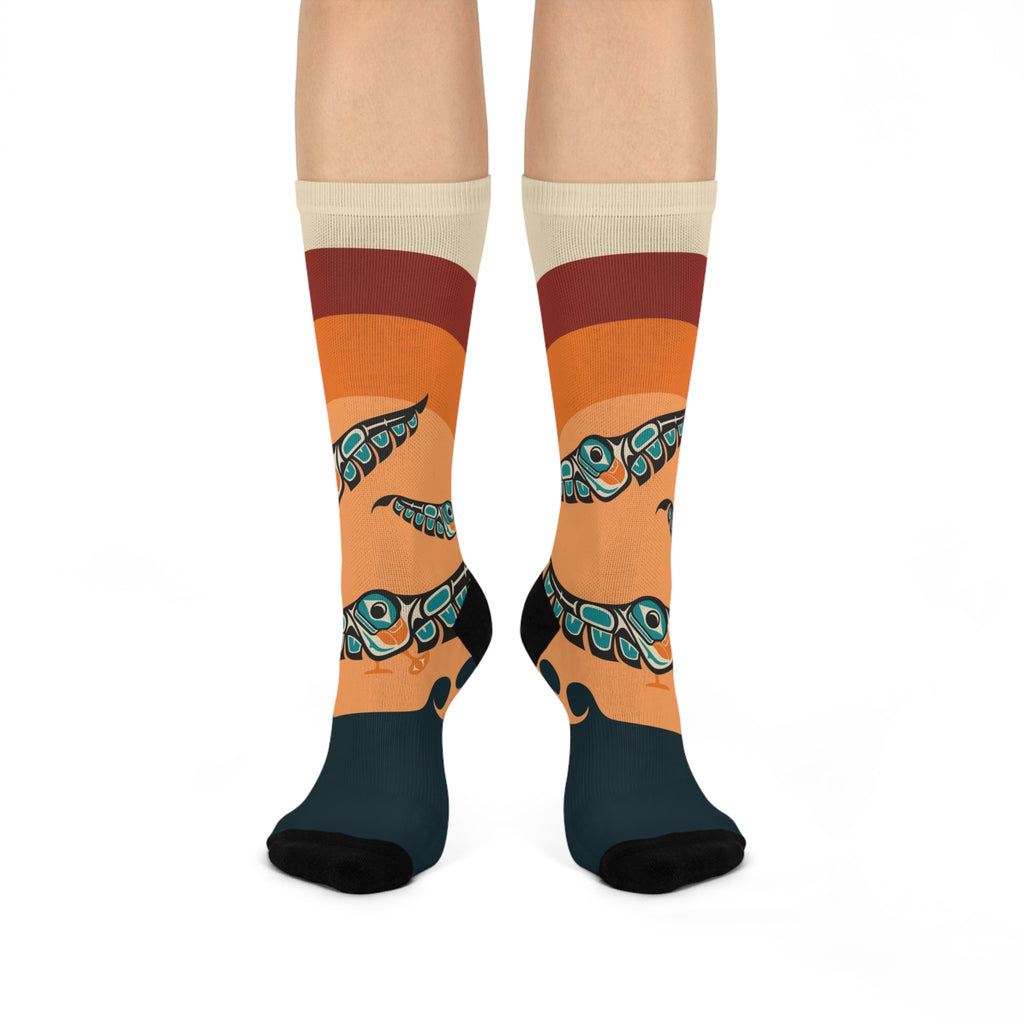 Crew Socks - Cushion Bottom - Classic Tribal Puffins - Northern Spiritlines™