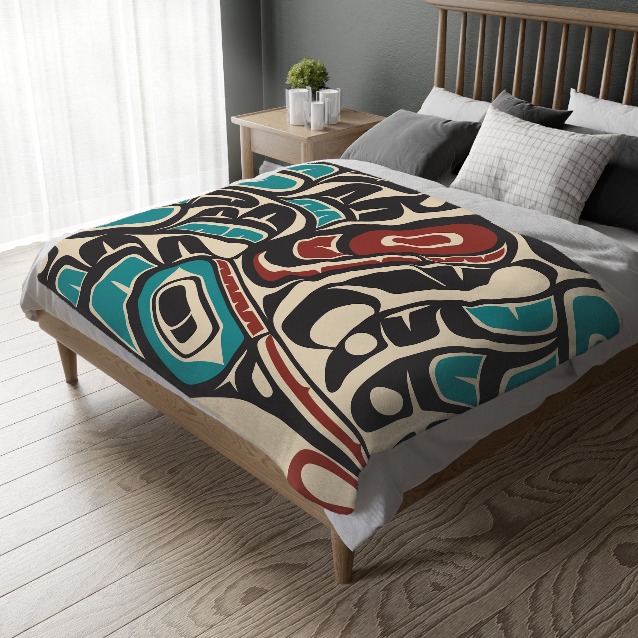 Reversible Plush Blanket - Classic Tribal Hummingbird - Northern Spiritlines™