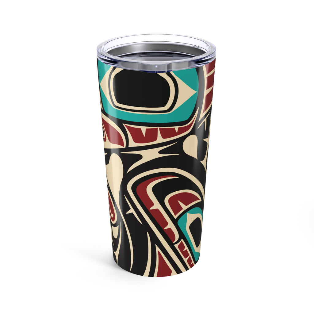 20 oz. Stainless Steel Tumbler w/ Lid - Rustic Alaska Tribal Raven - AK State Line™ Collection