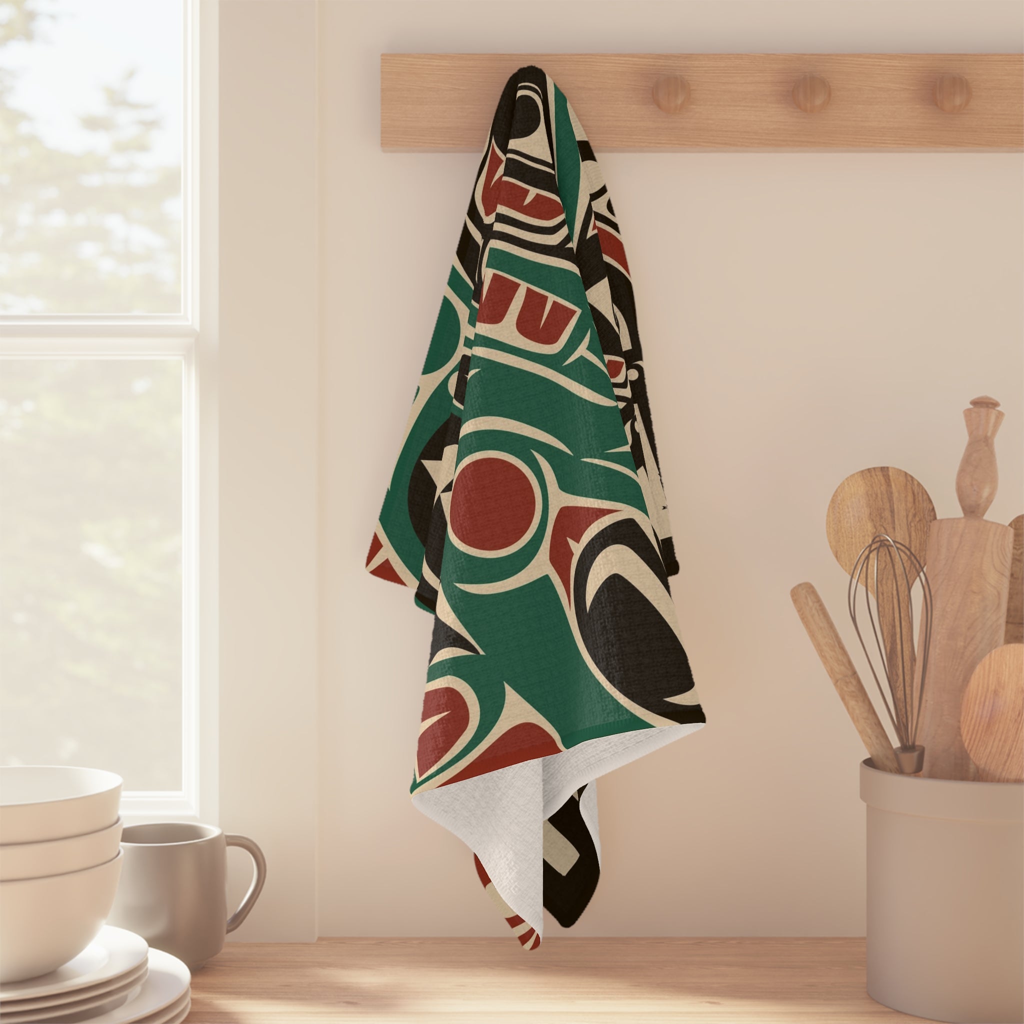 Tea Towel | 18x30" Waffle Weave | Alaska Tribal Sea Monster | Stateline™ Collection
