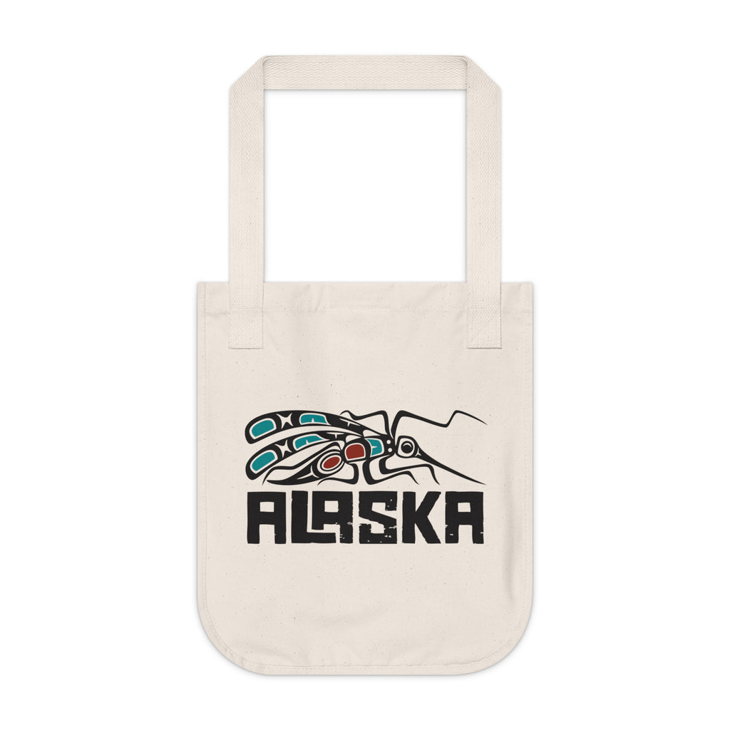 Organic Canvas Tote Bag - Rustic Alaska Tribal Mosquito - AK State Line™ Collection