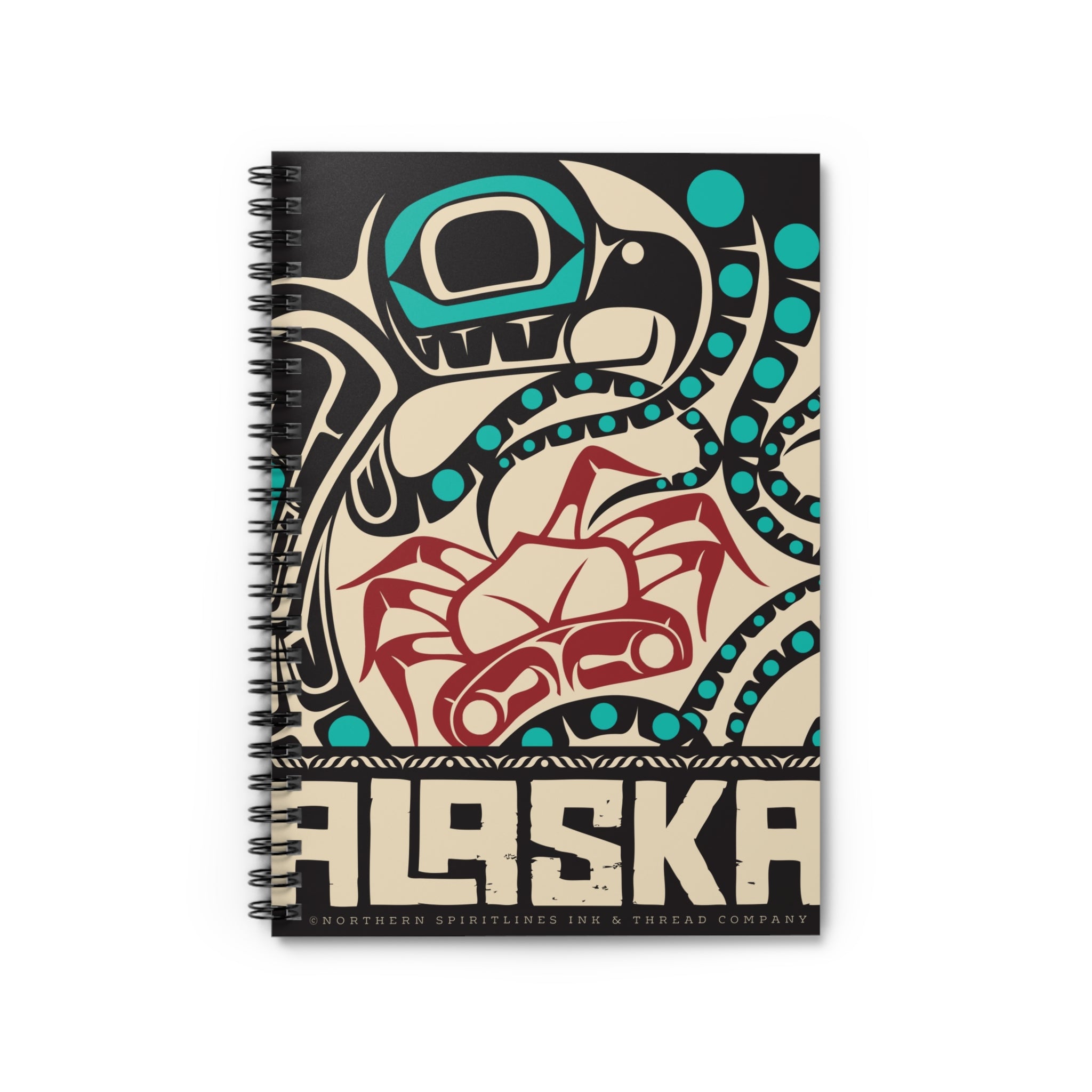 Spiral Notebook, Journal - Rustic Alaska Tribal Octopus - AK State Line™ Collection