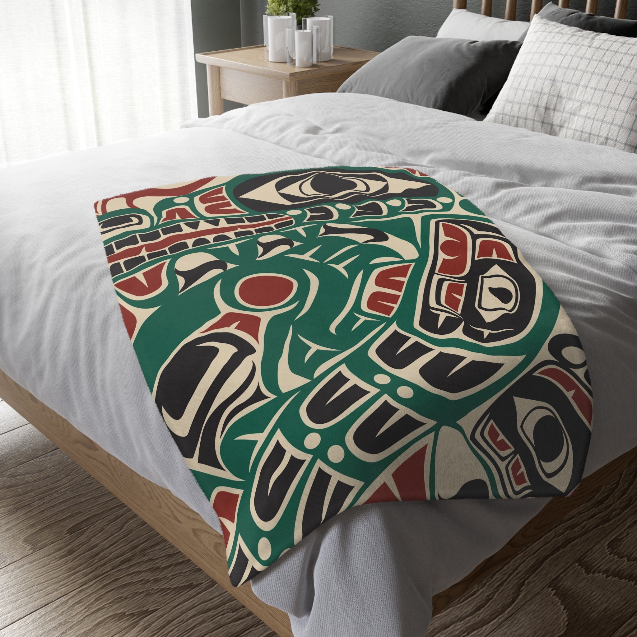 Reversible Plush Blanket - Classic Tribal Sea Monster - Northern Spiritlines™