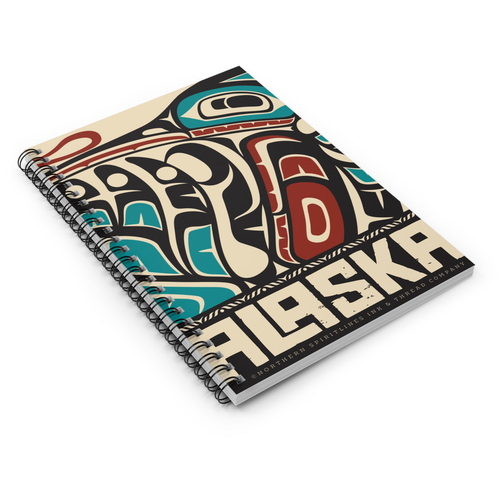 Spiral Notebook, Journal - Rustic Alaska Tribal Hummingbird - AK State Line™ Collection