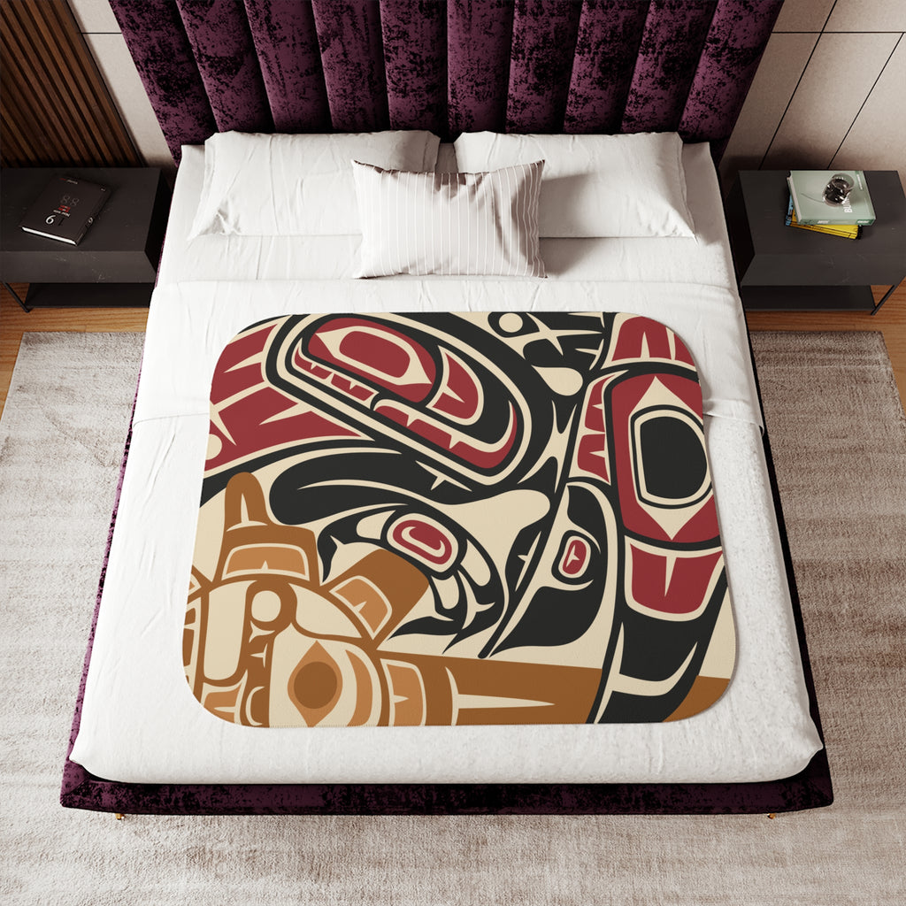 Sherpa Fleece Blanket - Classic Tribal Raven - Northern Spiritlines™