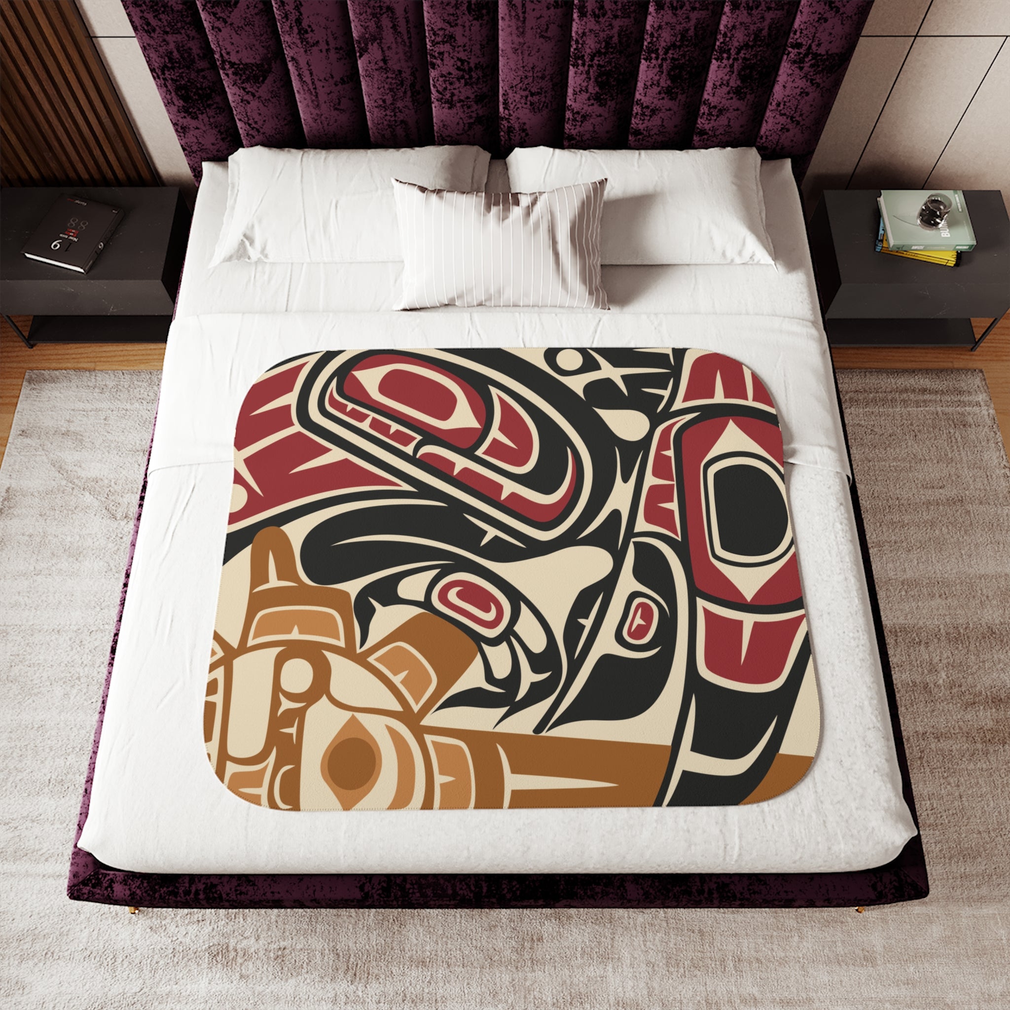 Sherpa Fleece Blanket - Classic Tribal Raven - Northern Spiritlines™