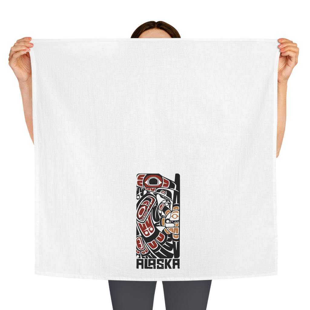 Cotton Tea Towel - Alaska Tribal Raven - AK State Line™ Collection