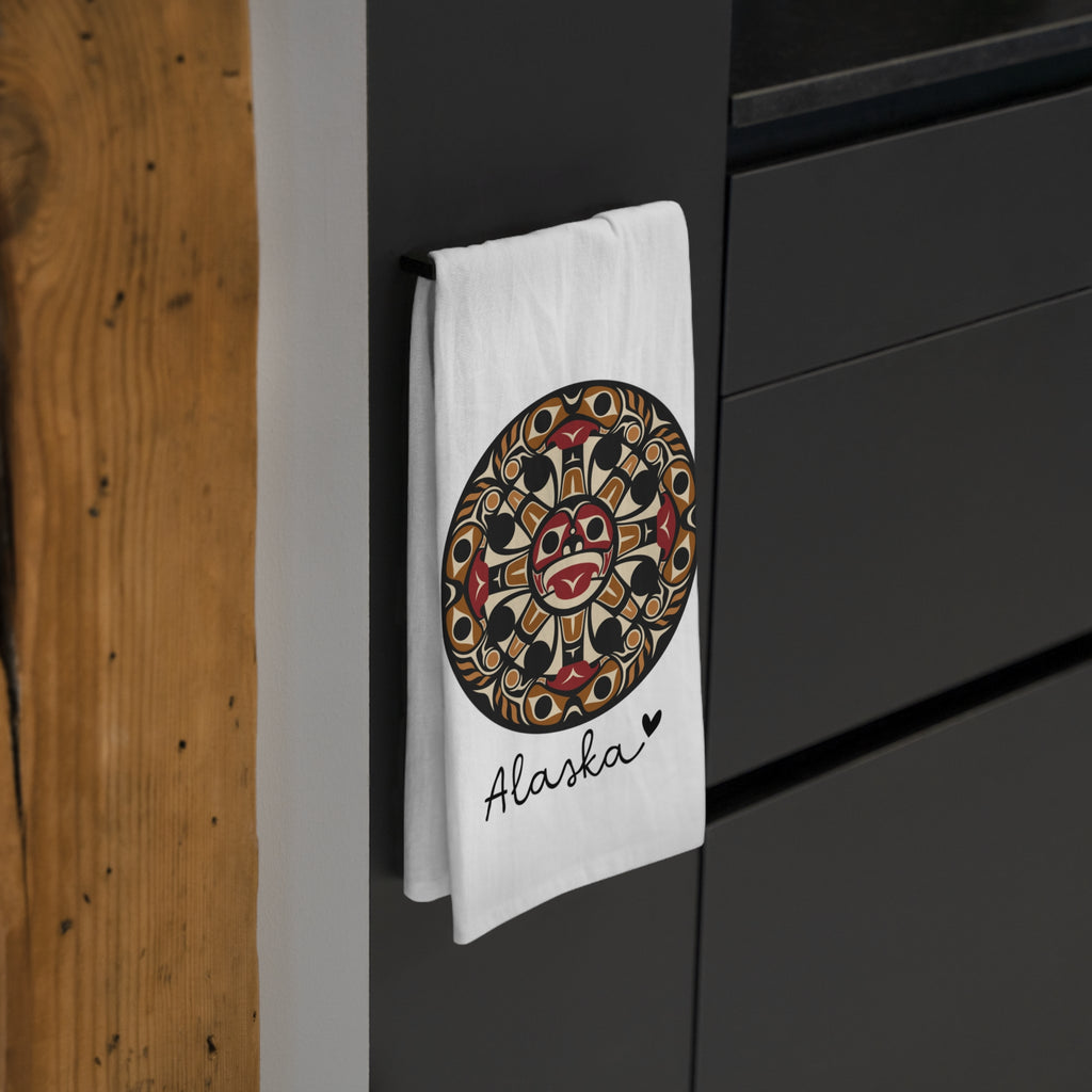 Cotton Tea Towel - Alaska Tribal Sun - AK State Line™ Collection