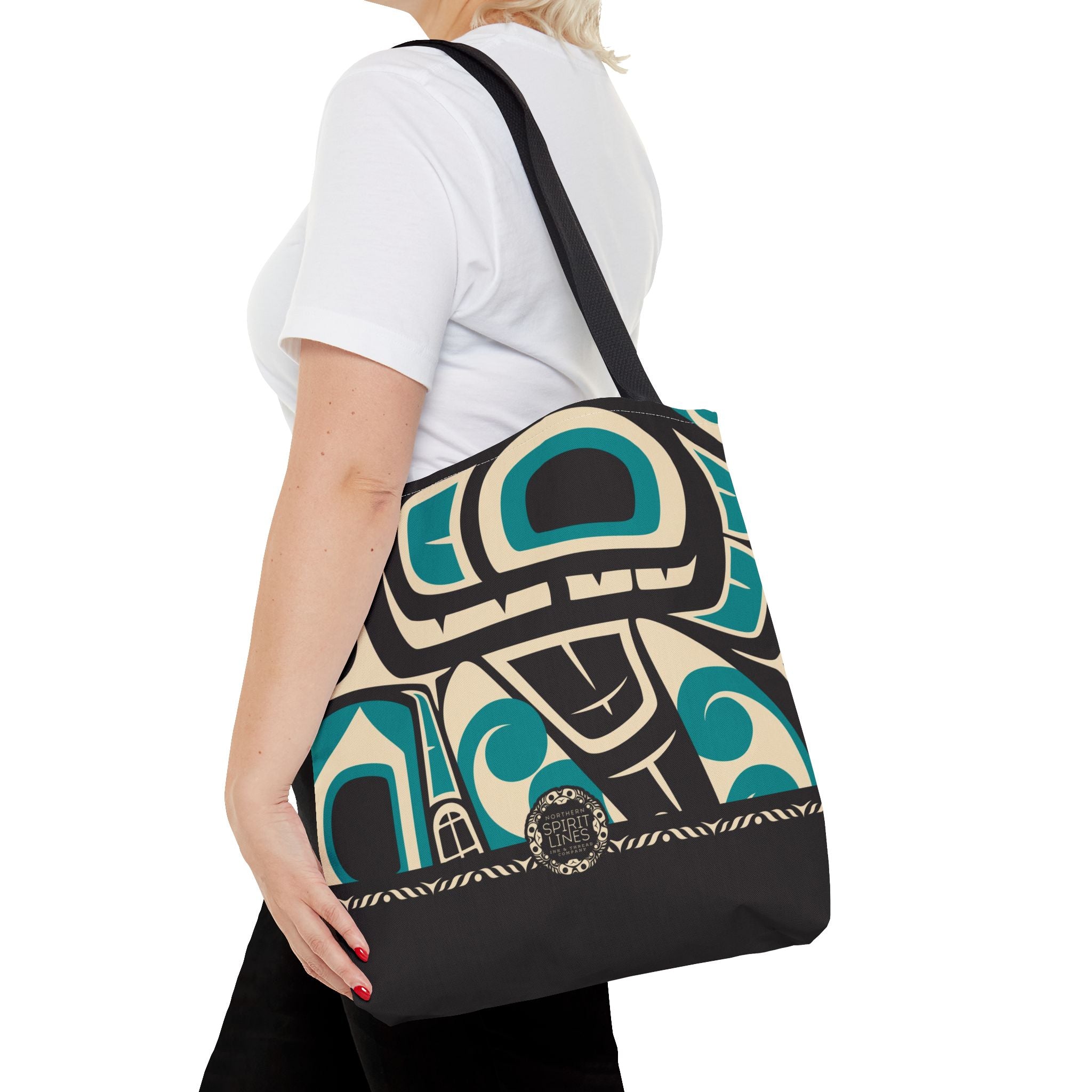 Canvas Tote Bag - Classic Tribal Orca Print with Tribal End Cap - Northern Spiritlines™