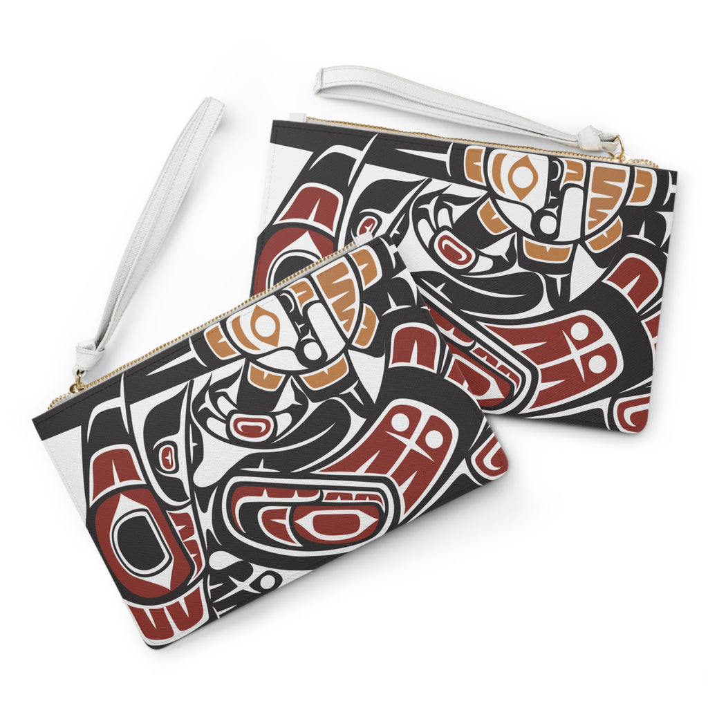 Zipper Wristlet Clutch Bag - Classic Tribal Raven Print - Northern Spiritlines™