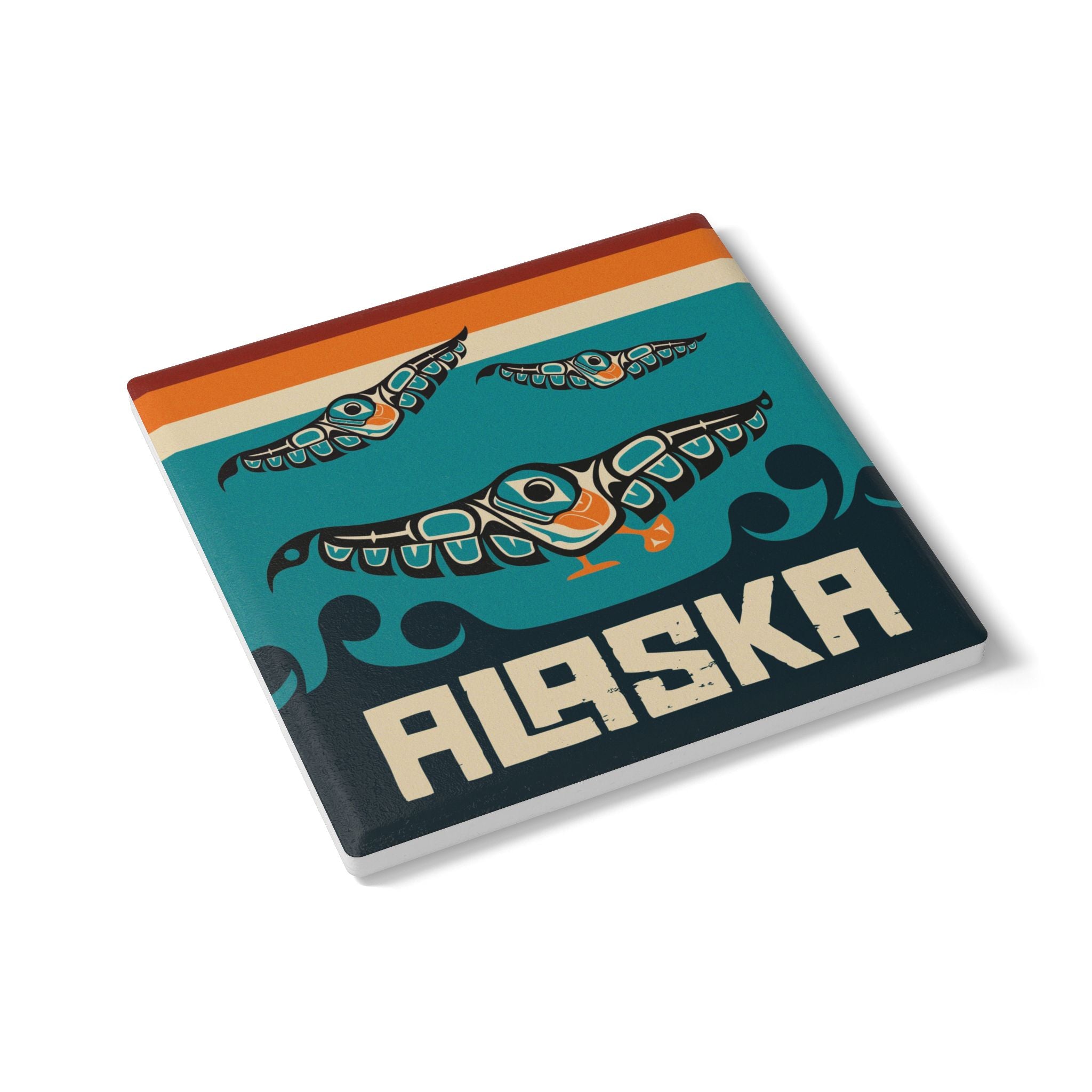 Ceramic Coaster - Rustic Alaska Tribal Puffin - AK State Line™ Collection