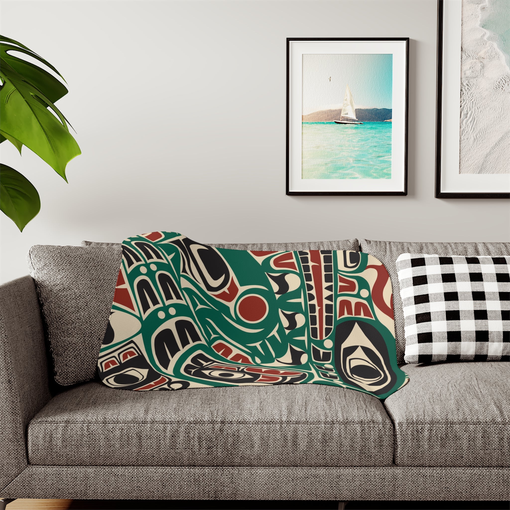 Sherpa Fleece Blanket - Classic Tribal Sea Monster - Northern Spiritlines™