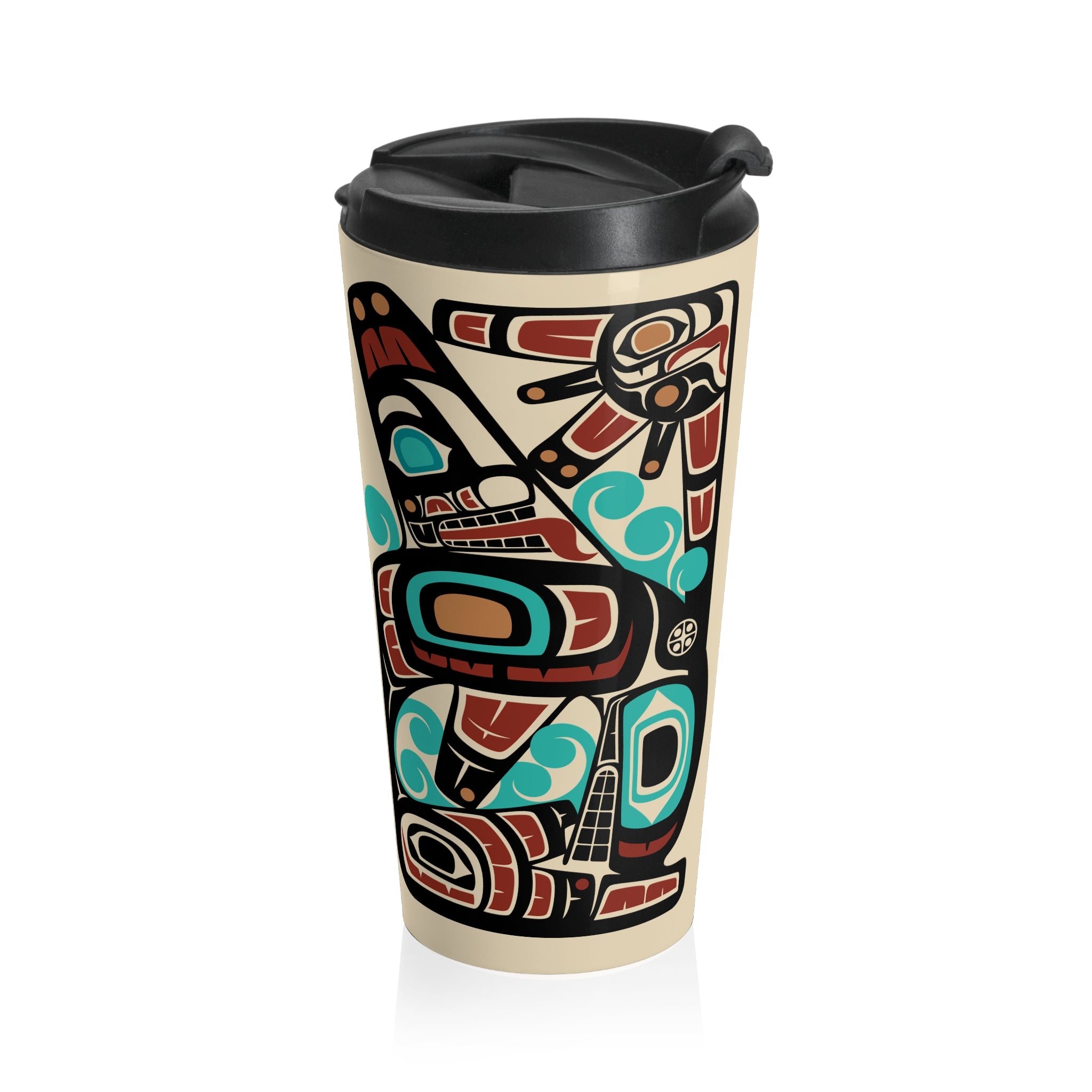 15 oz. Coffee Travel Tumbler | Classic Tribal Orca | Signature Collection