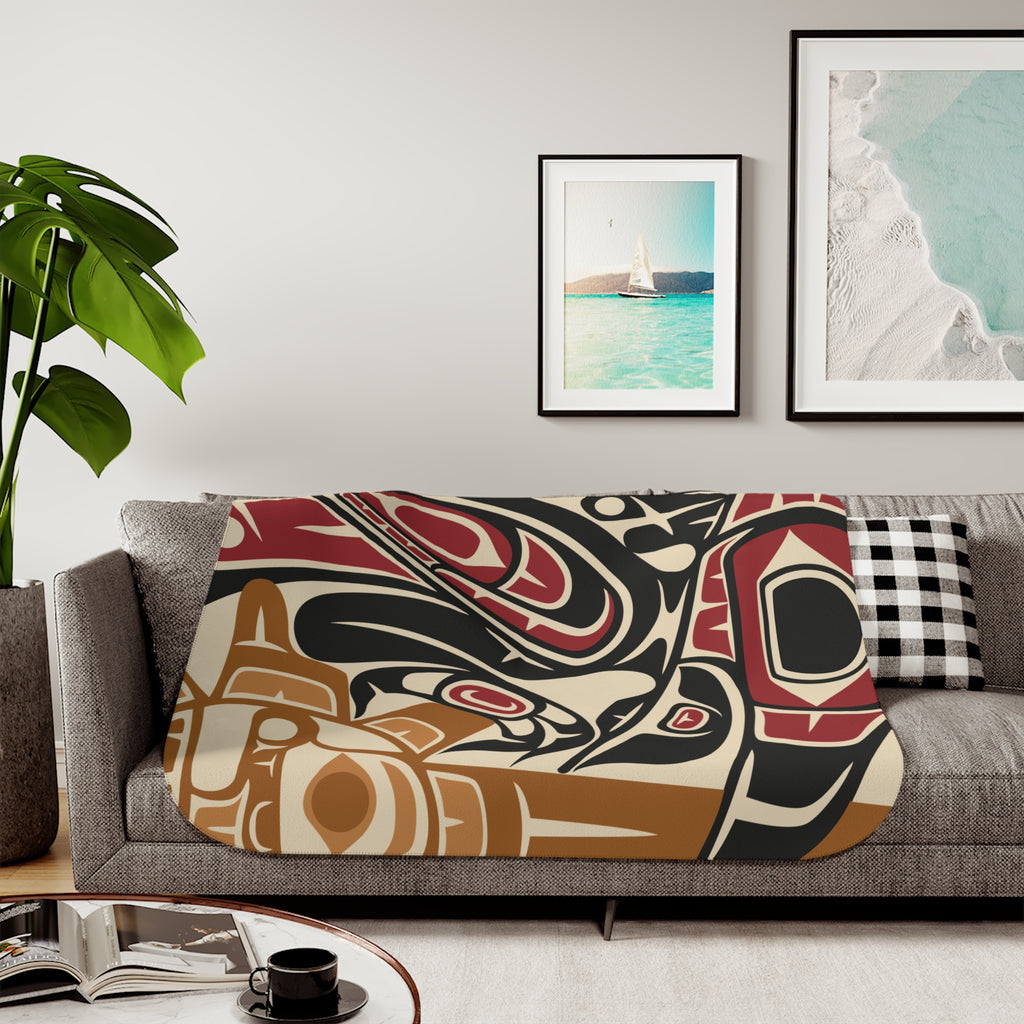 Sherpa Fleece Blanket - Classic Tribal Raven - Northern Spiritlines™