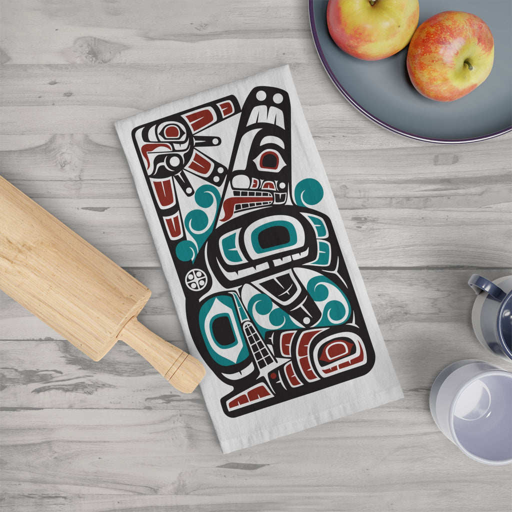 Cotton Tea Towel - Classic Tribal Orca Print - Northern Spiritlines™
