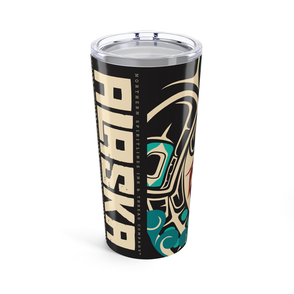 20 oz. Stainless Steel Tumbler w/ Lid - Rustic Alaska Tribal Octopus - AK State Line™ Collection