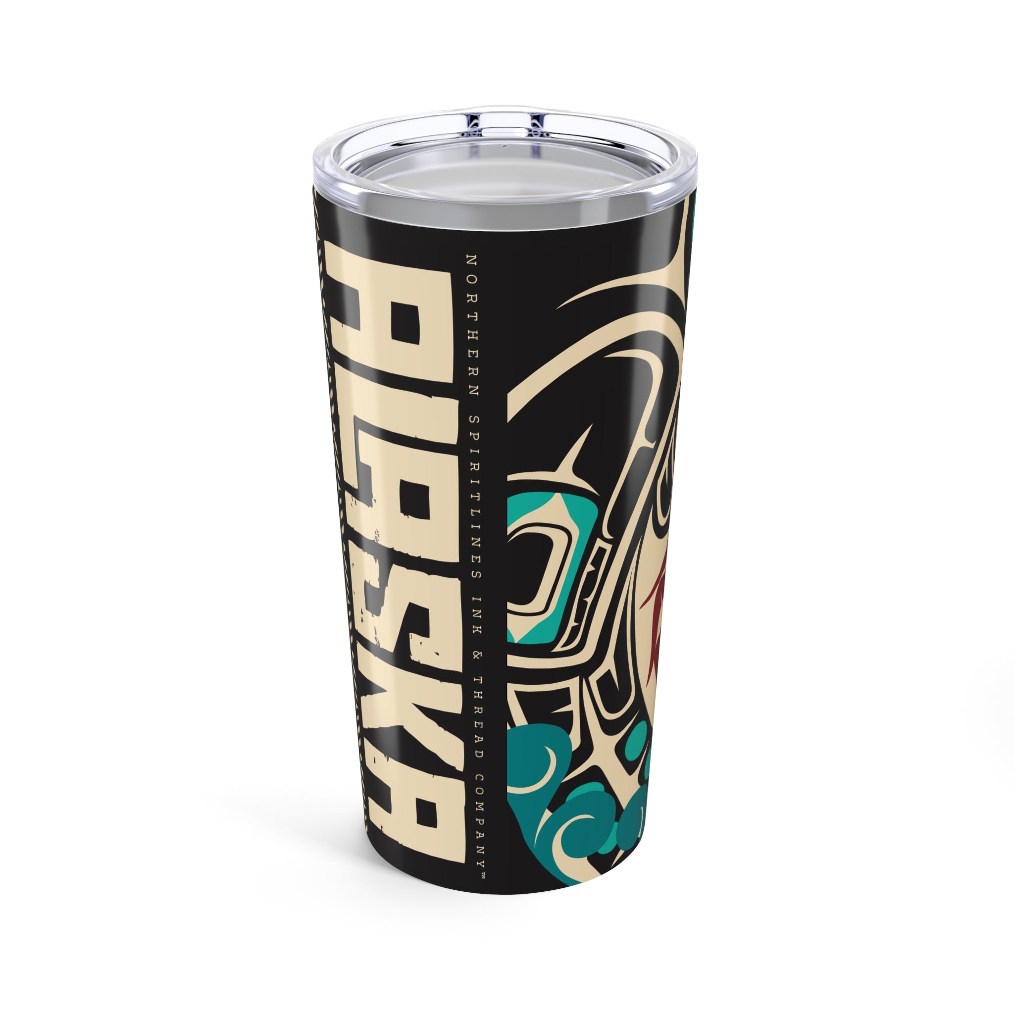 20 oz. Stainless Steel Tumbler w/ Lid - Rustic Alaska Tribal Octopus - AK State Line™ Collection