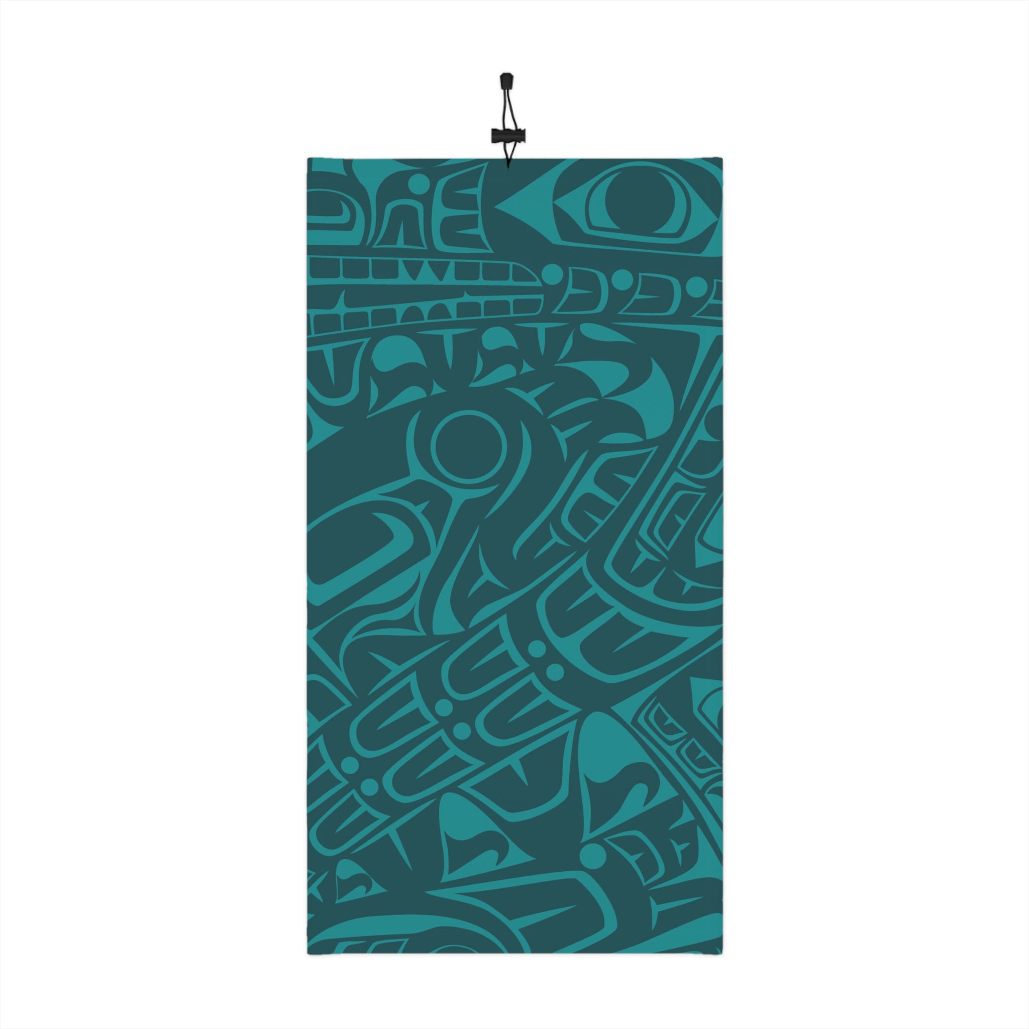 Neck Gaiter, Headband with Drawstring - Classic Tribal Print in Tidal Teal - Northern Spiritlines™