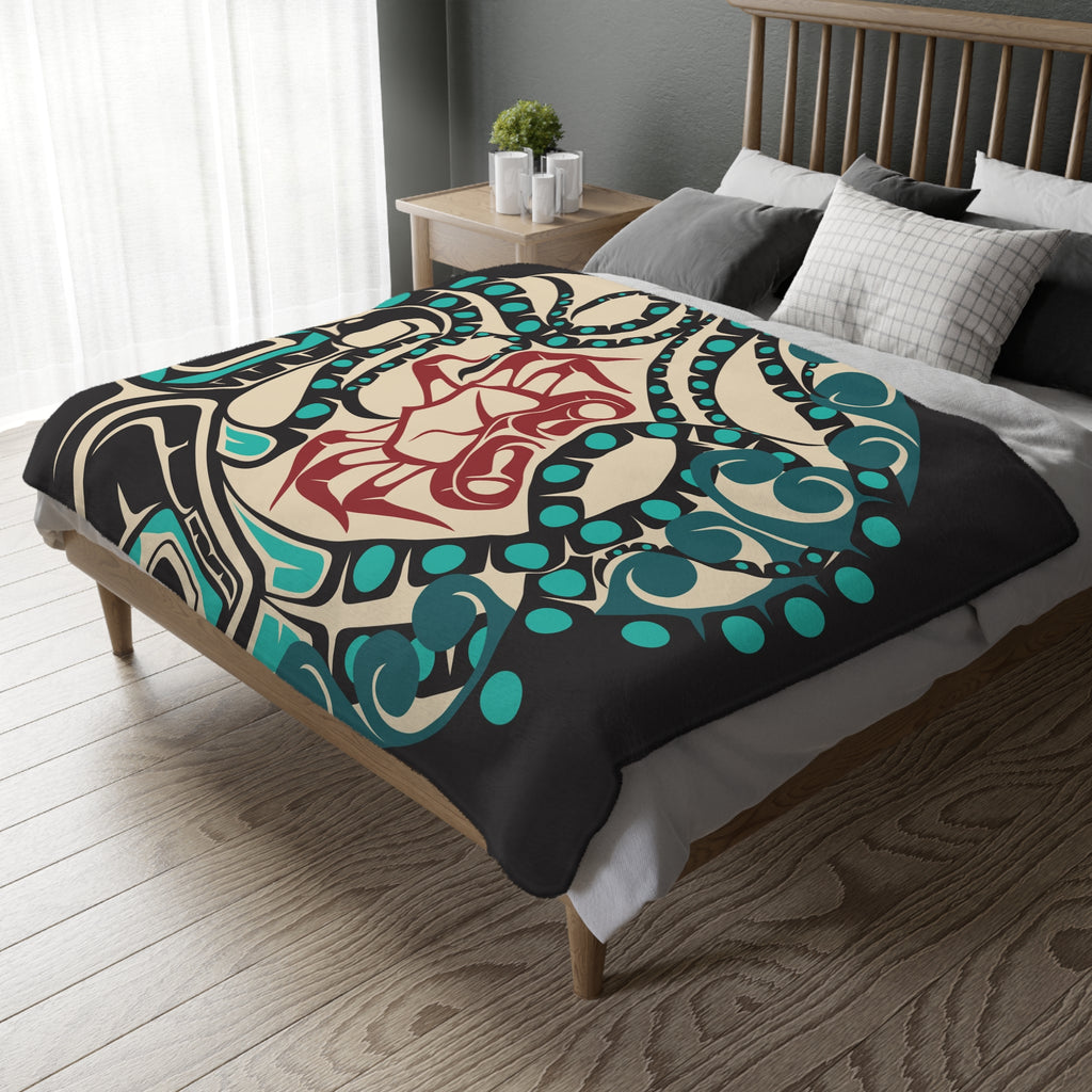 Reversible Plush Blanket - Classic Tribal Octopus - Northern Spiritlines™