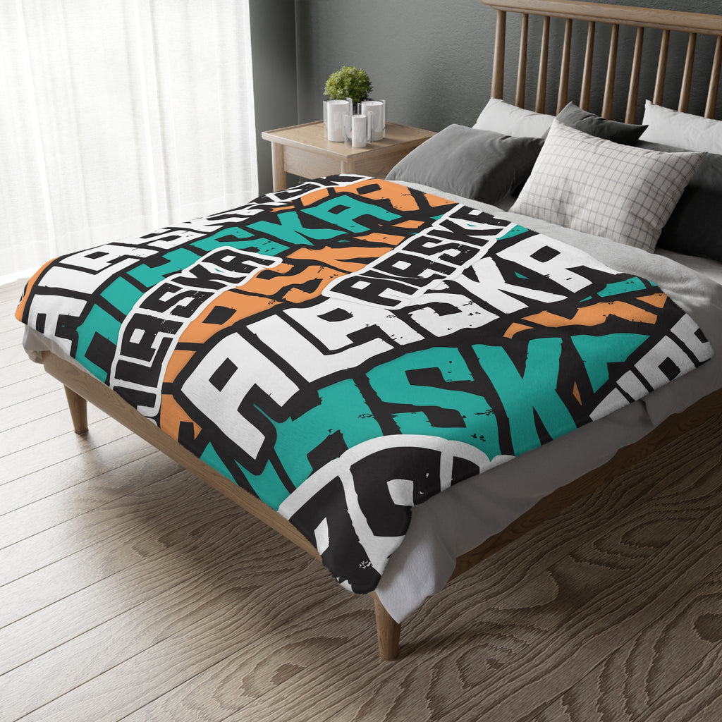 AK Sticker Bomb - Reversible Plush Blanket - AK State Line™ Collection