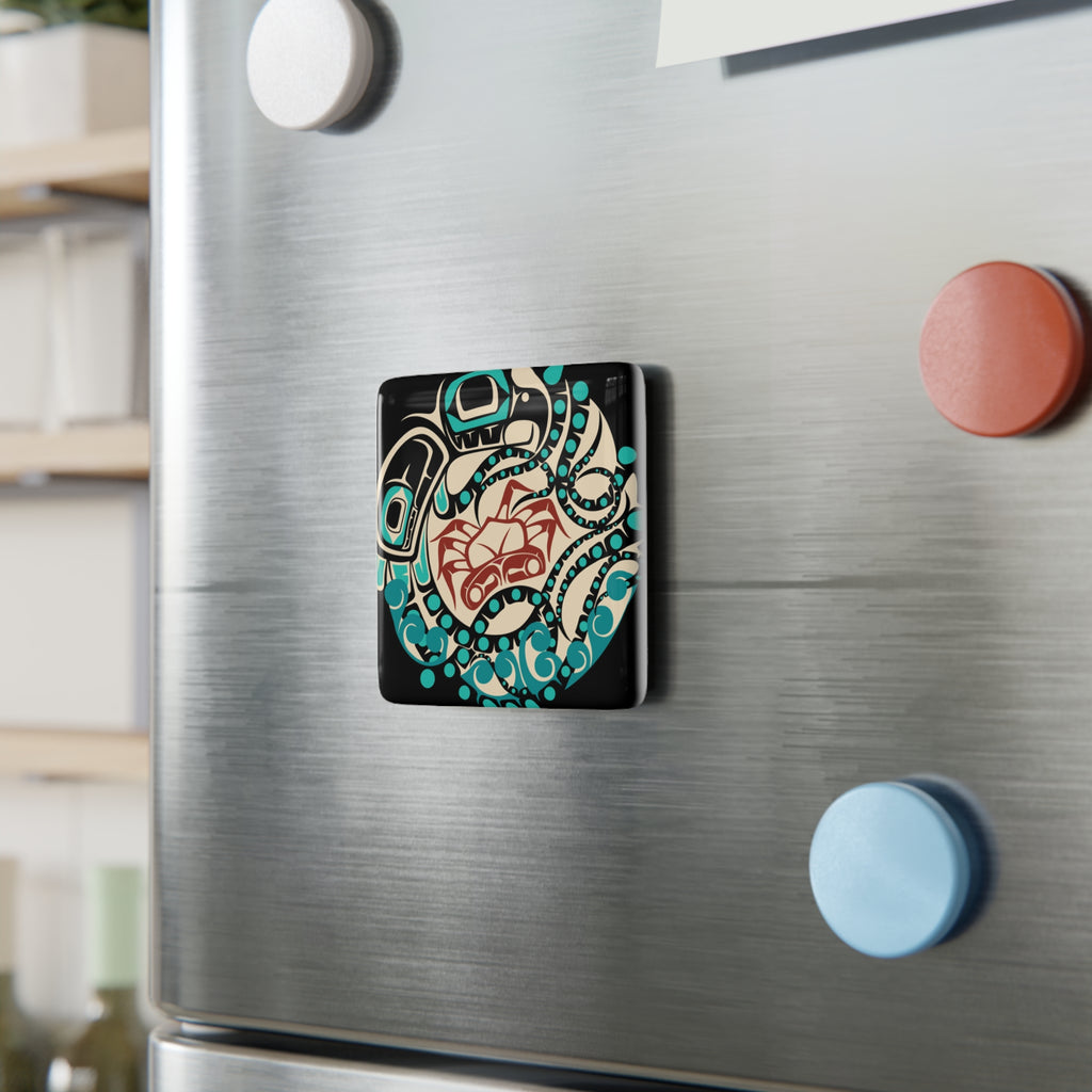 2x2 Ceramic Magnet | Classic Tribal Octopus
