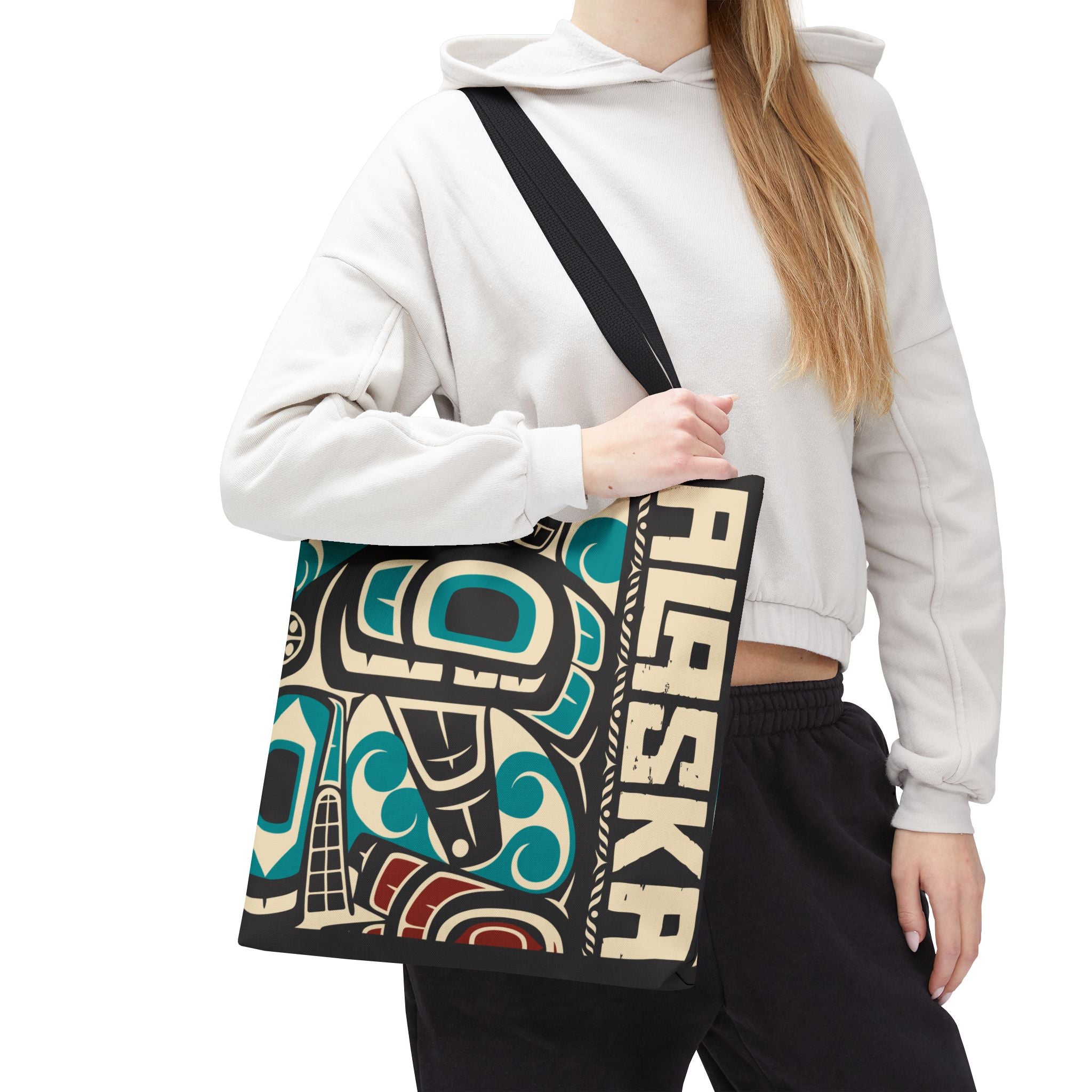 Canvas Tote Bag - Style No. 1 Rustic Alaska Tribal Orca - AK State Line™