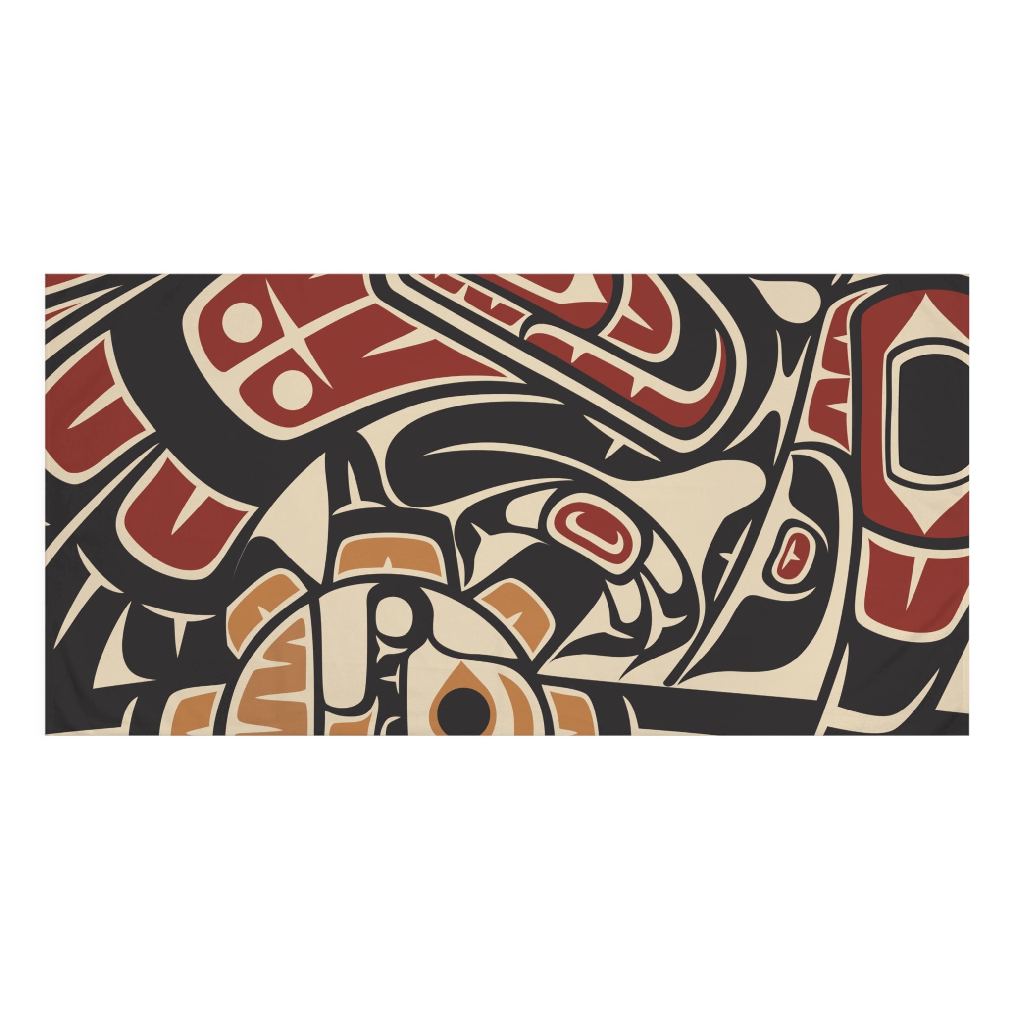 Mink-Cotton Bath Towel - Classic Tribal Raven Print - Northern Spiritlines™