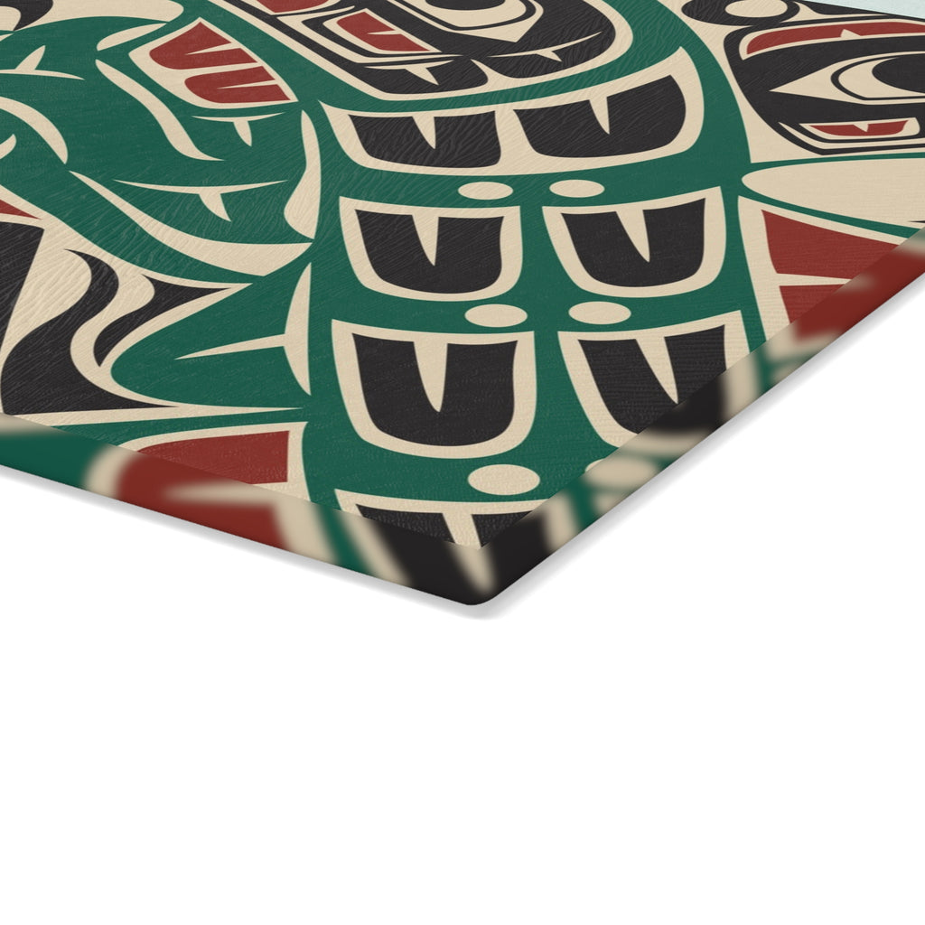 Glass Cutting Board - Classic Tribal Sea Monster Print - Northern Spiritlines™