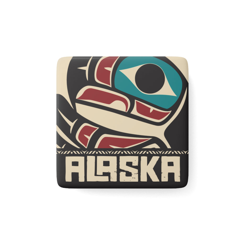 Porcelain Magnet - Alaska Tribal Raven - AK State Line™ Collection