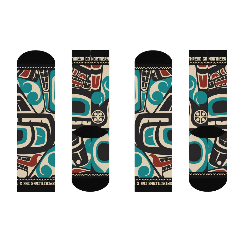 Crew Socks - Cushion Bottom - Classic Tribal Orca Print - Northern Spiritlines™