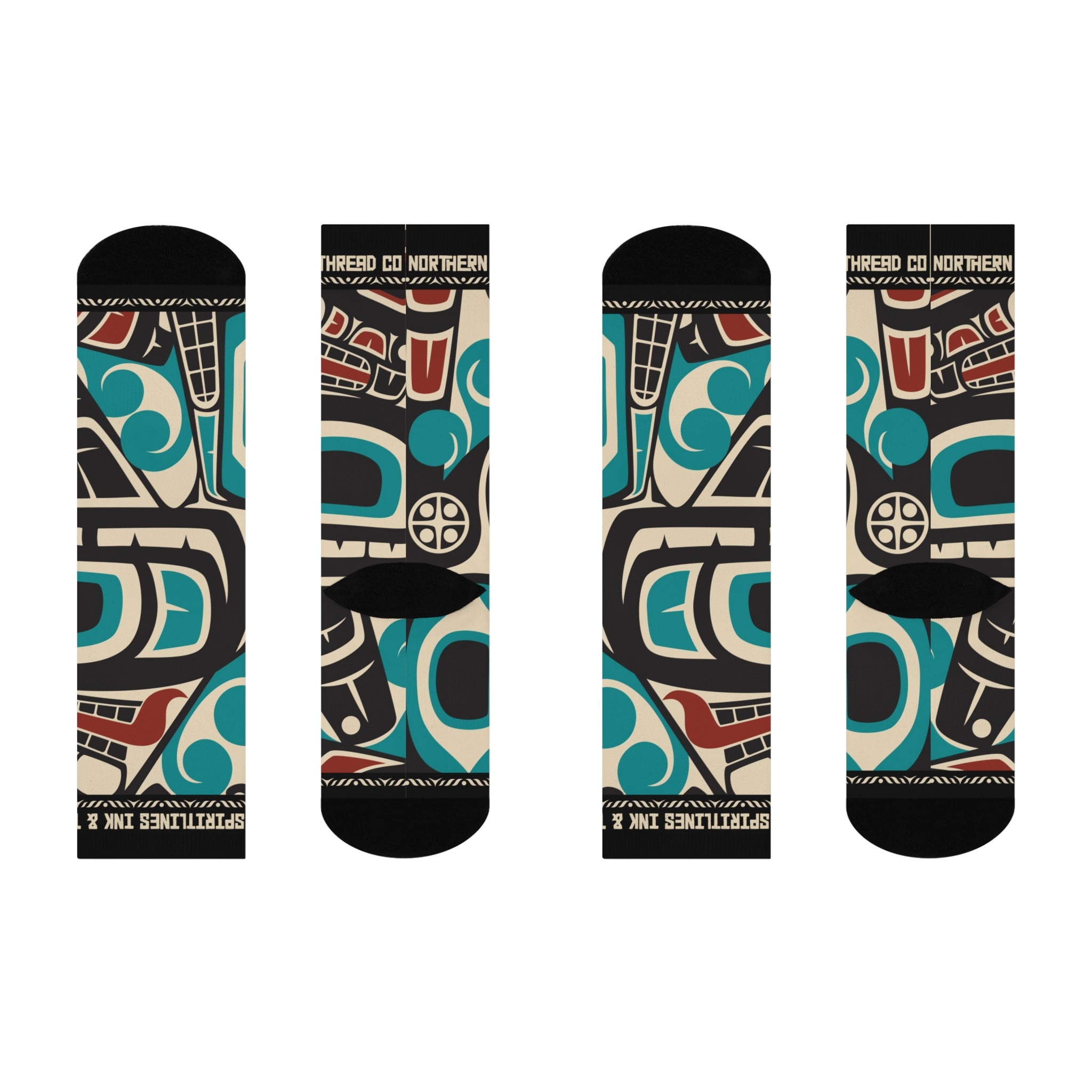 Crew Socks - Cushion Bottom - Classic Tribal Orca Print - Northern Spiritlines™