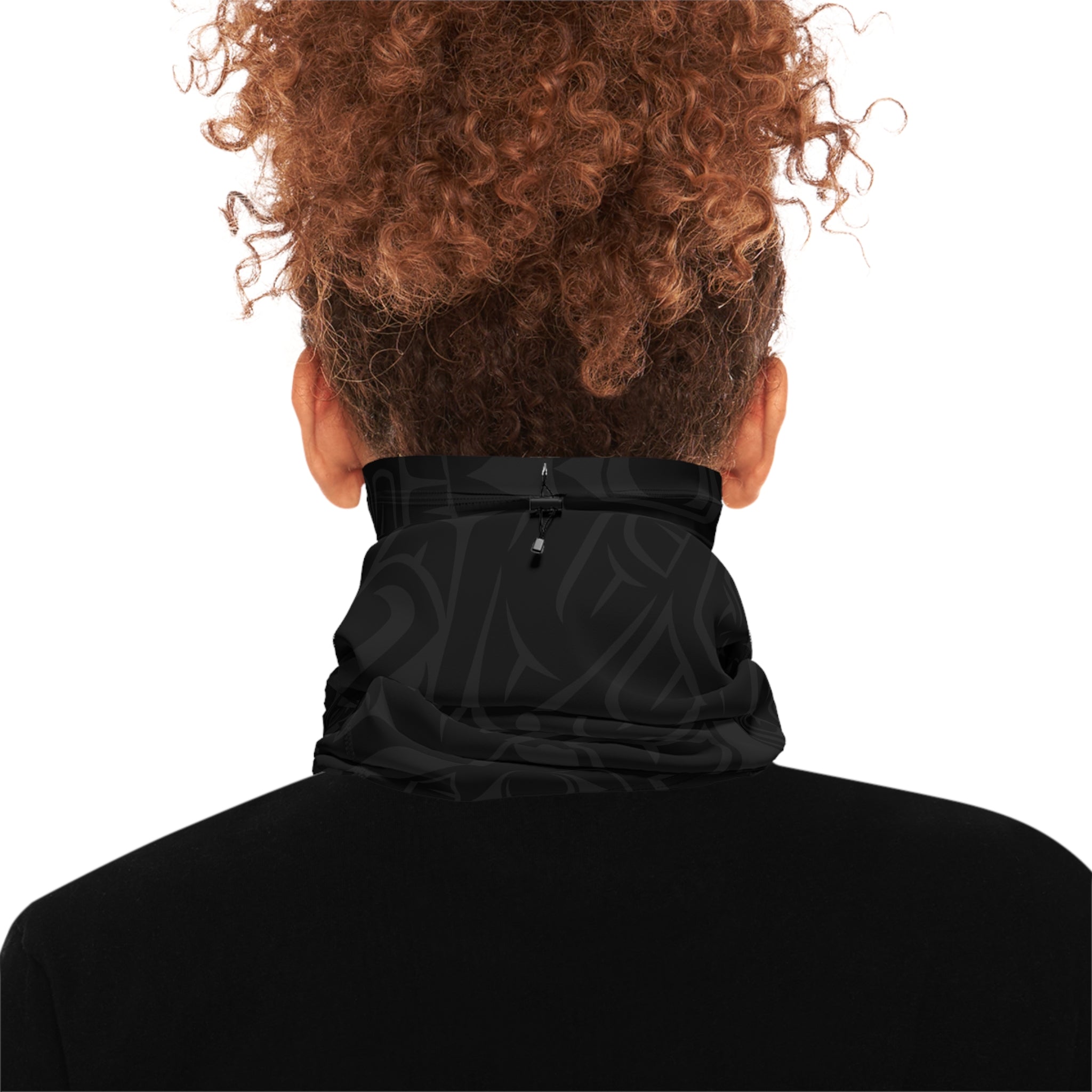 Neck Gaiter, Headband with Drawstring – Signature Print – Black & Gray