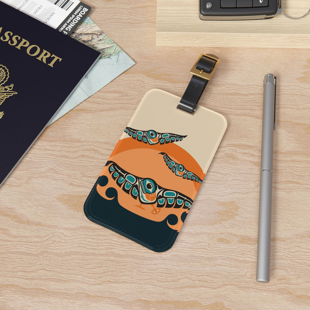 Acrylic Luggage Tag - Classic Tribal Puffins - Northern Spiritlines™