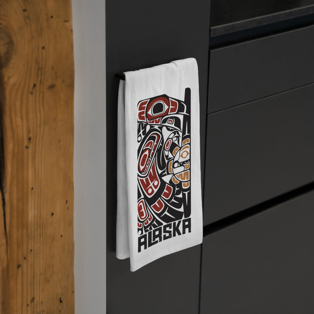 Cotton Tea Towel - Alaska Tribal Raven - AK State Line™ Collection