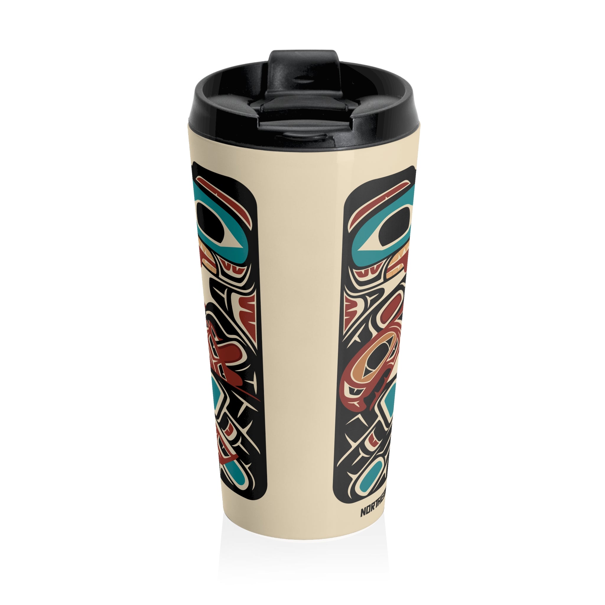 15 oz. Coffee Travel Tumbler | Tribal Bear & Salmon