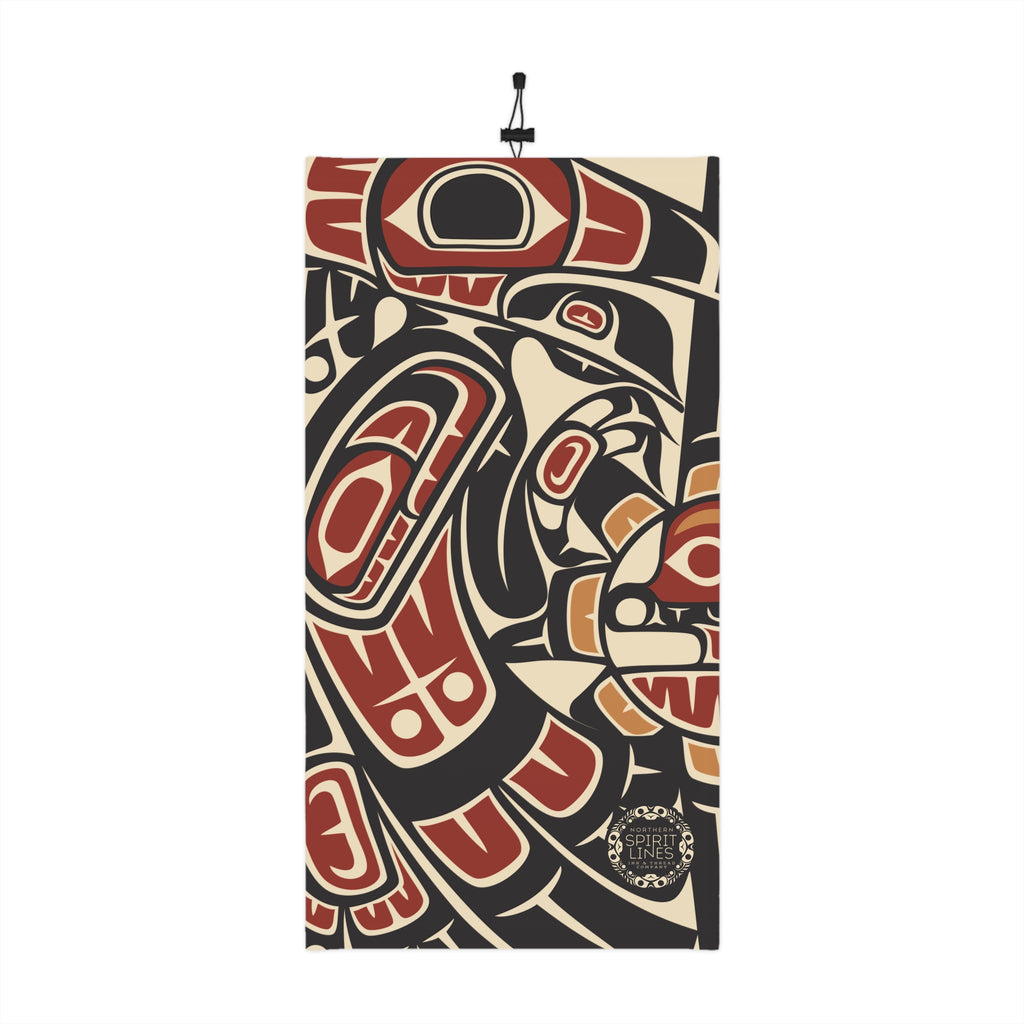 Neck Gaiter, Headband with Drawstring - Classic Tribal Raven Print - Northern Spiritlines™