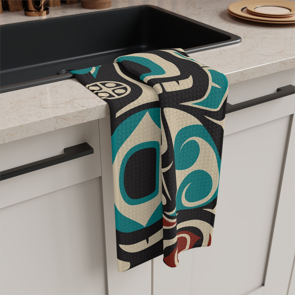 Microfiber Tea Towel - Classic Tribal Orca Print - Northern Spiritlines™