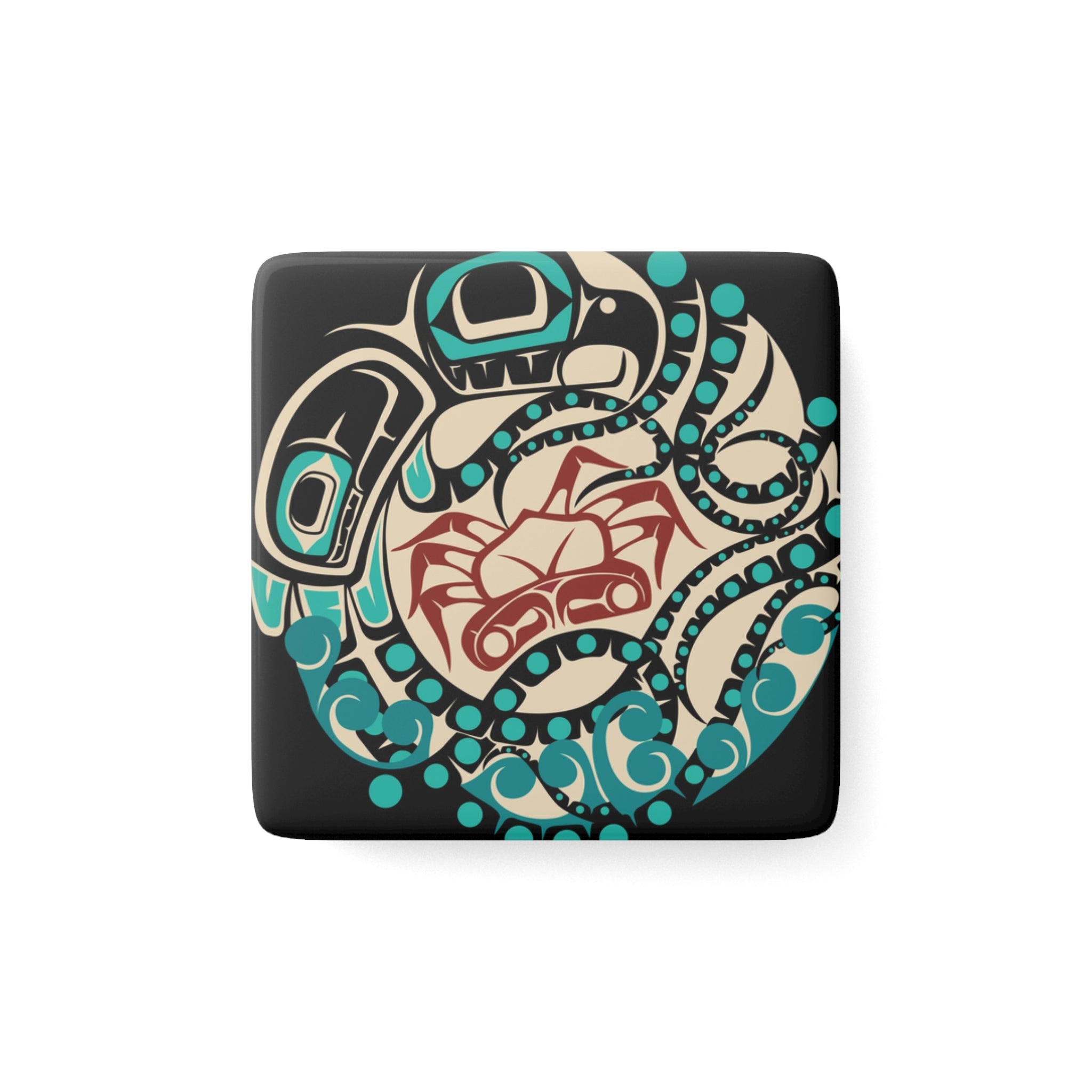 2x2 Ceramic Magnet | Classic Tribal Octopus