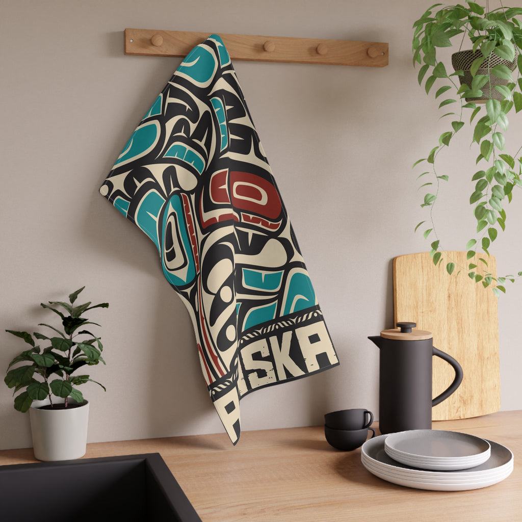 Cotton Twill Tea Towel - Alaska Tribal Hummingbird - AK State Line™ Collection
