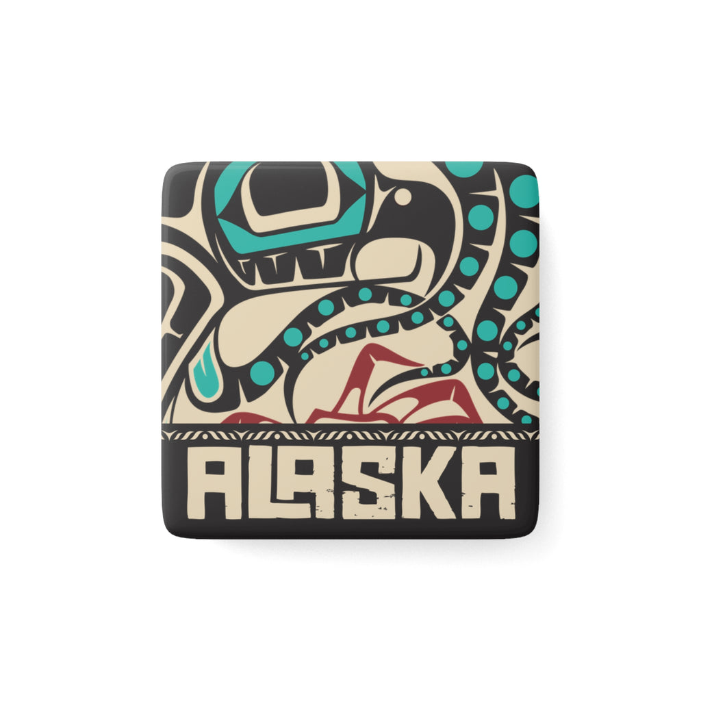 Porcelain Magnet - Alaska Tribal Octopus - AK State Line™ Collection
