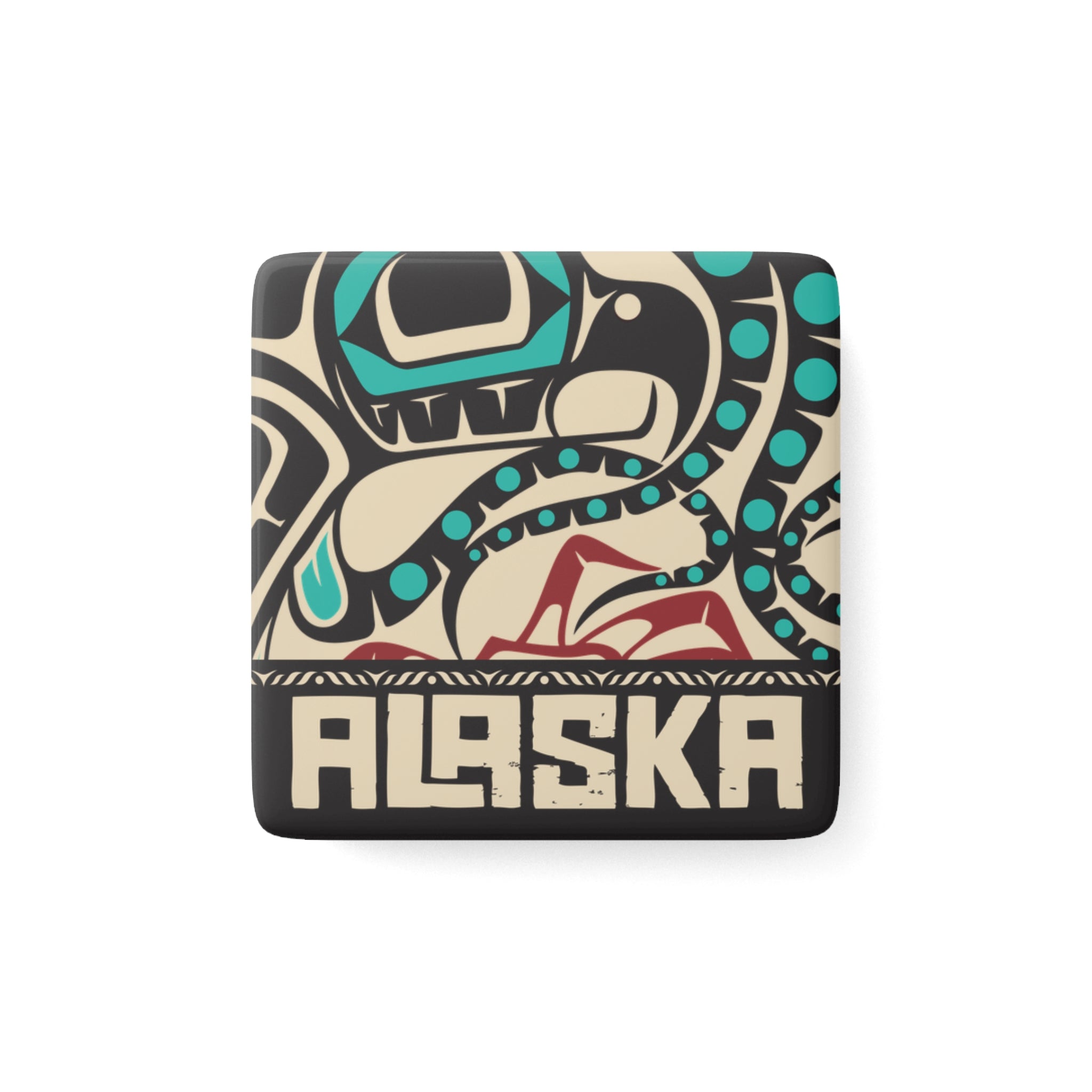 Porcelain Magnet - Alaska Tribal Octopus - AK State Line™ Collection