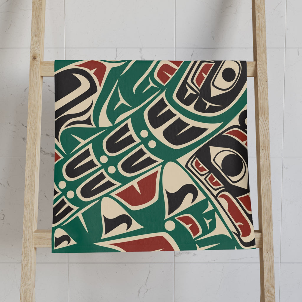 16x28" Polycotton Hand Towel - Classic Tribal Sea Monster - Northern Spiritlines™