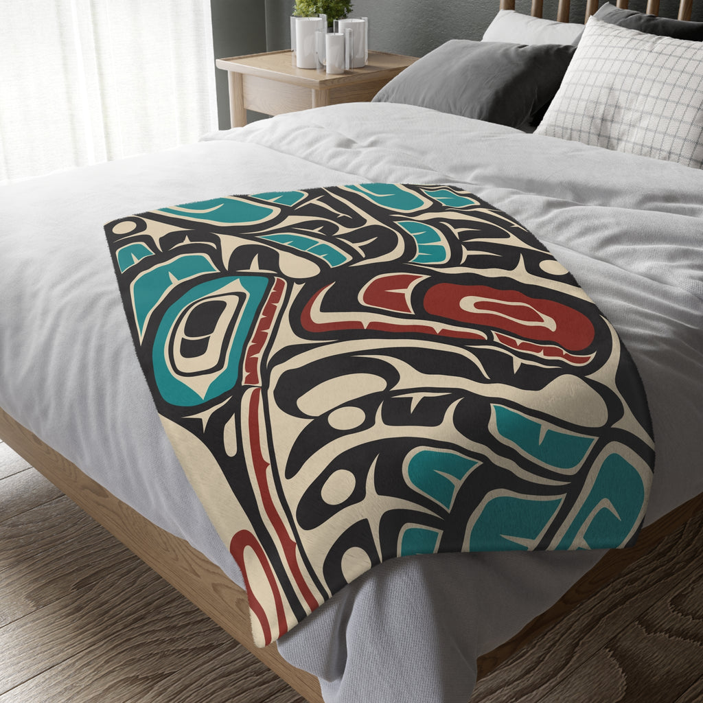 Reversible Plush Blanket - Classic Tribal Hummingbird - Northern Spiritlines™