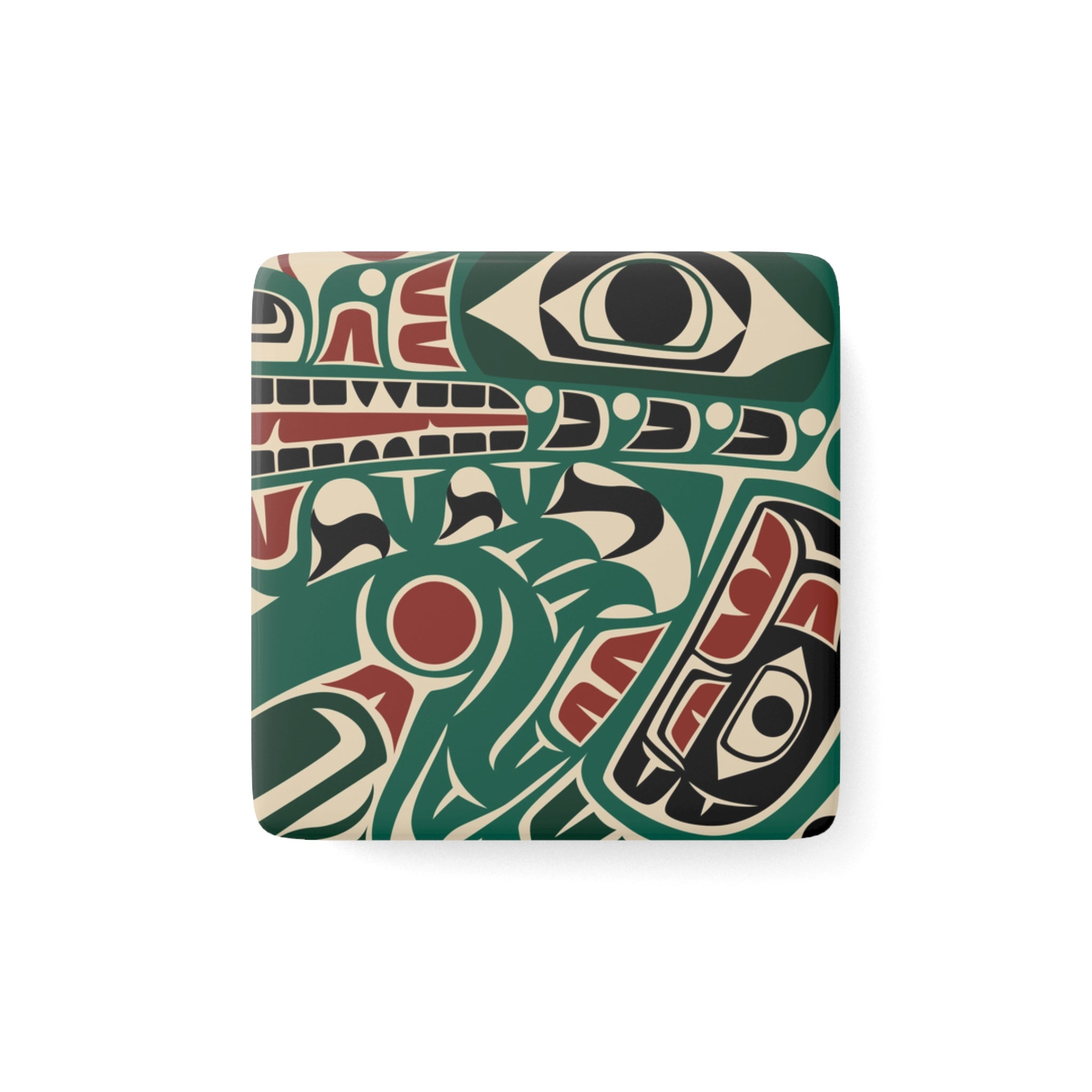 2x2" Ceramic Magnet | Tribal Sea Monster