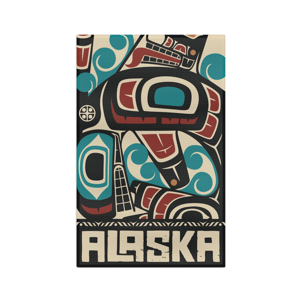 Tea Towel | 18x30" Waffle Weave | Alaska Tribal Orca | Stateline™ Collection