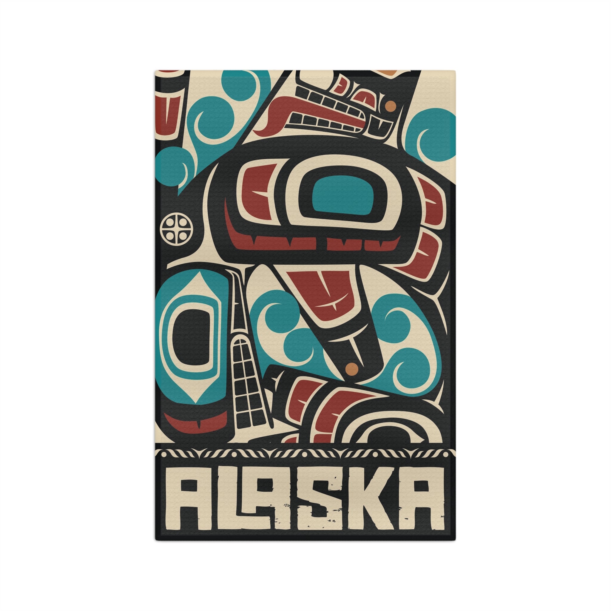 Tea Towel | 18x30" Waffle Weave | Alaska Tribal Orca | Stateline™ Collection